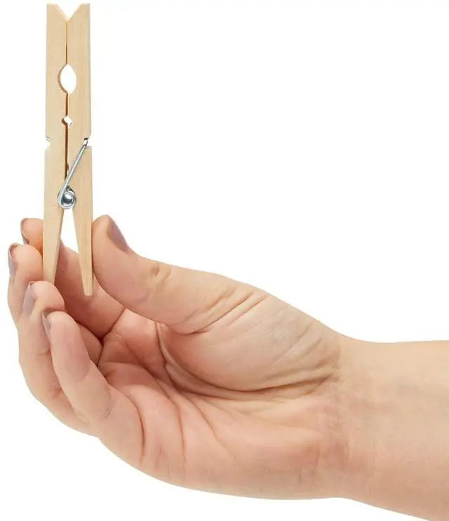 Alt view image 7 of 7 - Wooden Clothespins & Hanging Clips - 100 Pack, 3.9x0.6x0.6in, Natural Wood, Modern - Heavy Duty Laundry Clips for Outdoor Clothesline - Clothespins for Crafts & Photo Displays