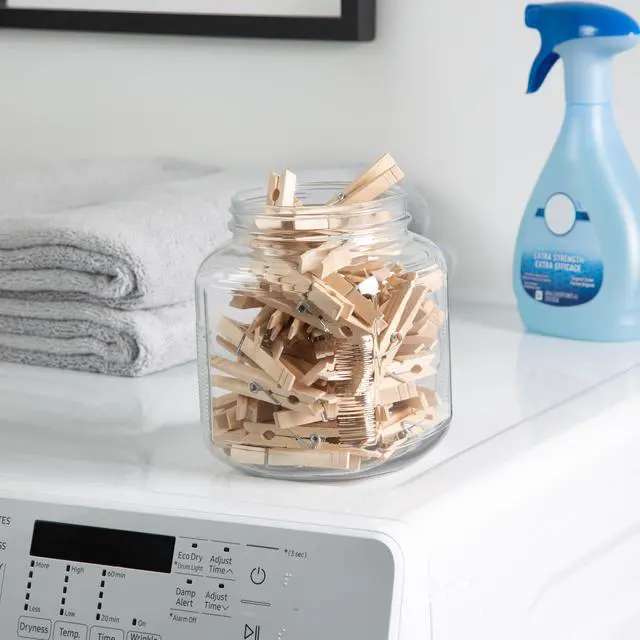 Alt view image 2 of 6 - DRY-01374 Wood Clothespins with Spring, 24-Pack, 3.3-inches Length,Brown