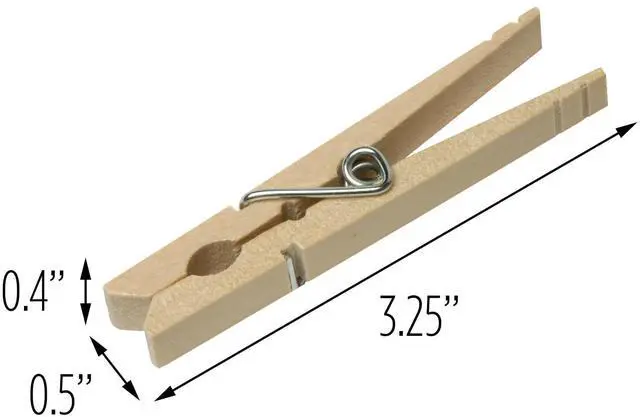 Alt view image 6 of 6 - DRY-01374 Wood Clothespins with Spring, 24-Pack, 3.3-inches Length,Brown