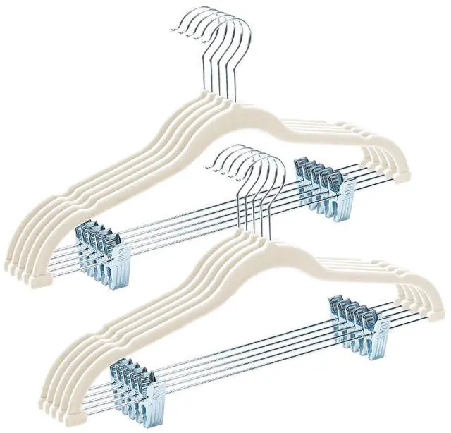 Main image of Velvet Skirt Hangers with Adjudtable Clips 10 Pack, Ivory