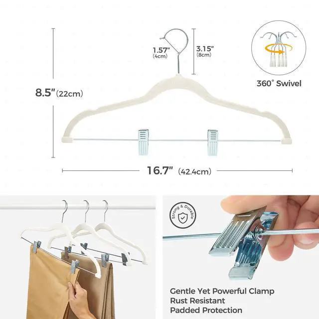 Alt view image 2 of 7 - Velvet Skirt Hangers with Adjudtable Clips 10 Pack, Ivory
