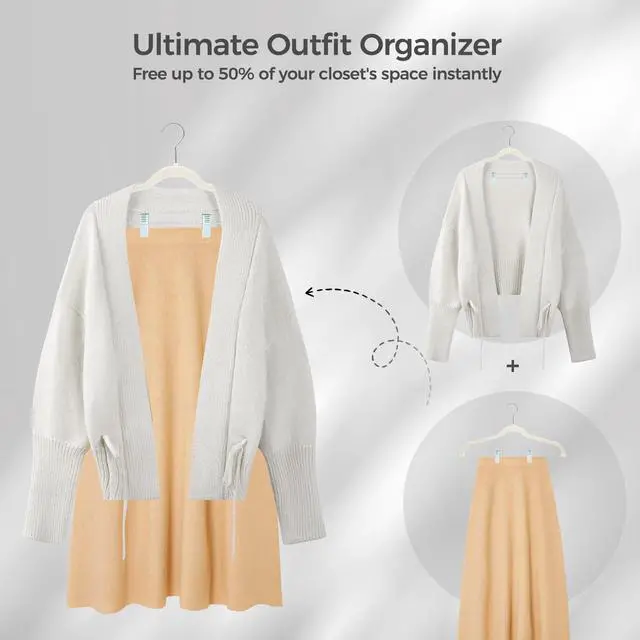 Alt view image 4 of 7 - Velvet Skirt Hangers with Adjudtable Clips 10 Pack, Ivory