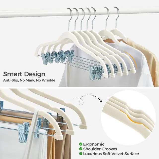 Alt view image 5 of 7 - Velvet Skirt Hangers with Adjudtable Clips 10 Pack, Ivory