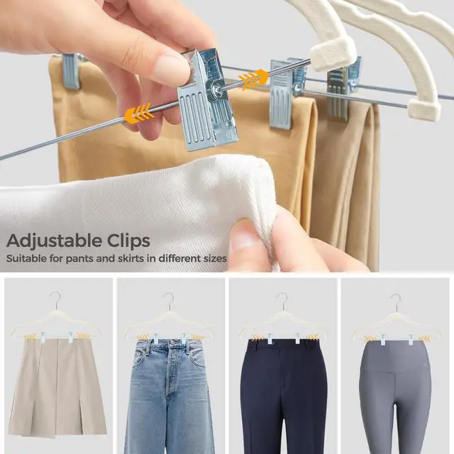 Alt view image 6 of 7 - Velvet Skirt Hangers with Adjudtable Clips 10 Pack, Ivory