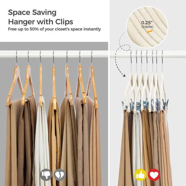Alt view image 7 of 7 - Velvet Skirt Hangers with Adjudtable Clips 10 Pack, Ivory