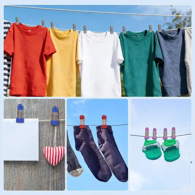 Alt view image 4 of 7 - Clothes Pins Heavy Duty 72 Pack, Metal Clothespins Strong Grip, Clothing Clips for Fitting, Clothes line Clips, 12 Colors