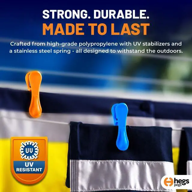Alt view image 2 of 7 - 24 Pack Multi-Color - The Smartest Heavy Duty Clothespins with Hooks - Hang 3 Garments at Once with Our Tough, Dual Hooks Clothes Pins with Anti-Rust Spring - Durable, Colorful Clothespins