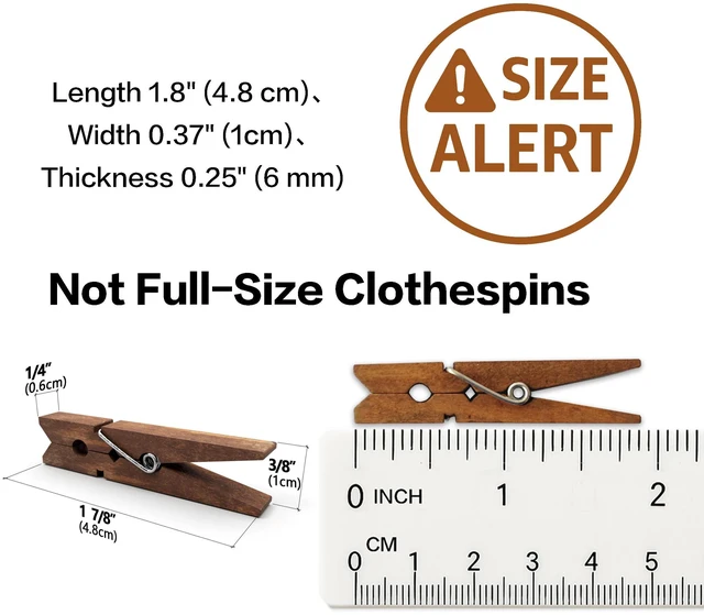 Alt view image 2 of 7 - Wooden Small Clothespins 1-7/8" 4.8cm 50 Pieces Per Pack (Jacobean)