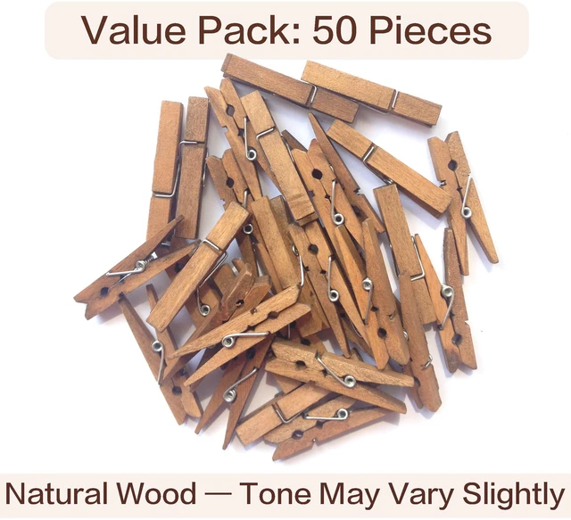 Alt view image 3 of 7 - Wooden Small Clothespins 1-7/8" 4.8cm 50 Pieces Per Pack (Jacobean)