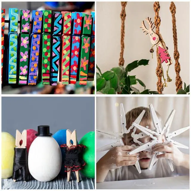 Alt view image 4 of 7 - 100pcs Clothes Pins Wood - 4 inch Heavy Duty Wooden Clothespins for Hanging Clothes Outdoor Clip,Crafts