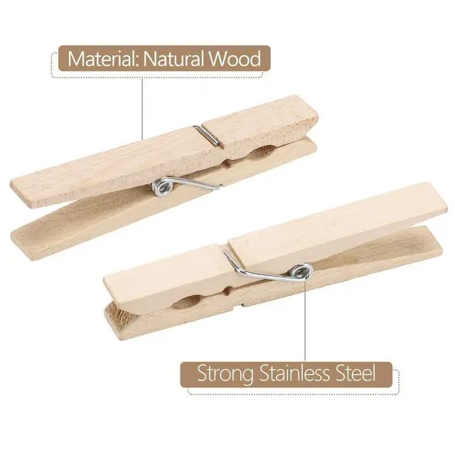 Alt view image 6 of 7 - 100pcs Clothes Pins Wood - 4 inch Heavy Duty Wooden Clothespins for Hanging Clothes Outdoor Clip,Crafts