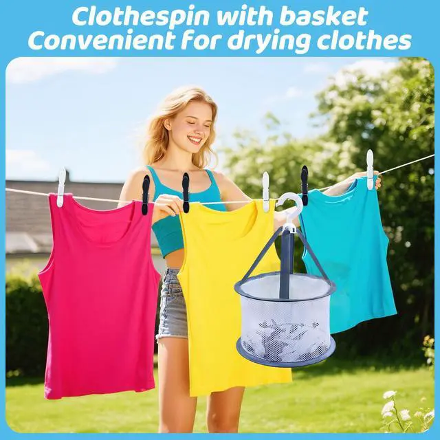 Alt view image 2 of 7 - 48 Pcs Plastic Clothes Pins Laundry Clips with Clothespin Bag, Black White Clothes Pins Heavy Duty Outdoor, Clothespins for Hanging Clothes Clothing Pin Set, Crafts Picture Clips Food Package Clips