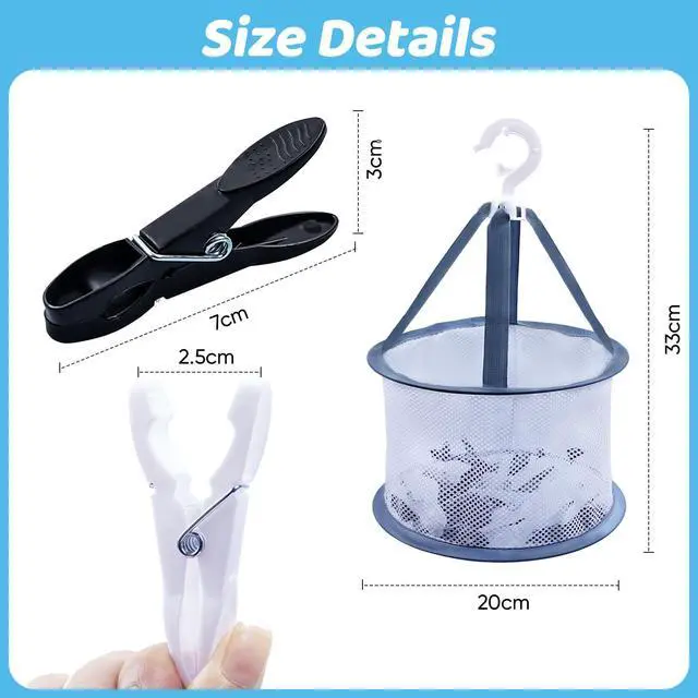 Alt view image 3 of 7 - 48 Pcs Plastic Clothes Pins Laundry Clips with Clothespin Bag, Black White Clothes Pins Heavy Duty Outdoor, Clothespins for Hanging Clothes Clothing Pin Set, Crafts Picture Clips Food Package Clips