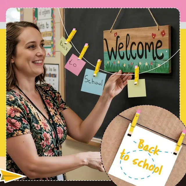 Alt view image 6 of 6 - 50 Pcs Back to School Clothespins