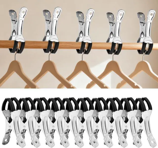 Alt view image 6 of 6 - Heavy Duty Metal Beach Towel Clips, 4.33 Inch, 10 Pack Outdoor Clothes Clothespins