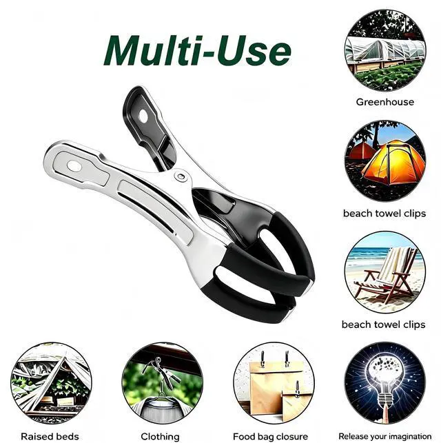 Alt view image 5 of 6 - Heavy Duty Metal Beach Towel Clips, 4.33 Inch, 10 Pack Outdoor Clothes Clothespins