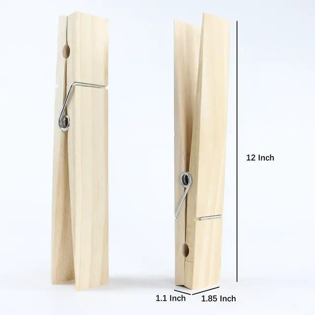 Alt view image 2 of 7 - 12 Inches Natural Wooden Clothespins, Pack of 2