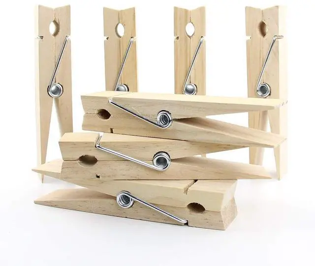 Main image of 6 Inches Natural Wooden Clothespins, Pack of 12