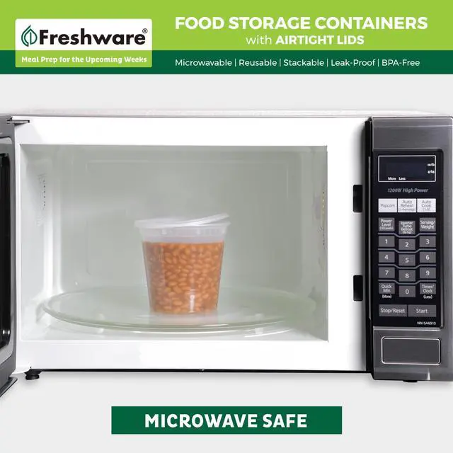 Alt view image 2 of 4 - Food Storage Containers 24 oz Plastic Deli Containers with Lids, Slime, Soup, Meal Prep Containers, BPA Free, Stackable, Leakproof, Microwave/Dishwasher/Freezer Safe, 48 count (pack of 1)