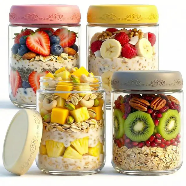 Main image of 16 oz 4-Pack Overnight Oats Containers with Lids