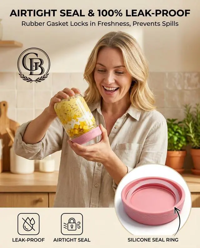 Alt view image 3 of 6 - 16 oz 4-Pack Overnight Oats Containers with Lids