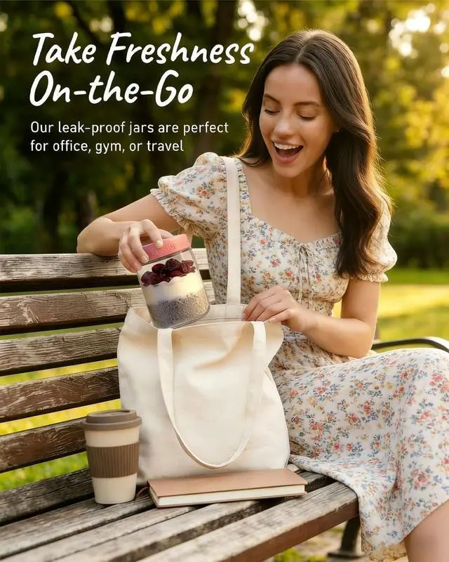 Alt view image 6 of 6 - 16 oz 4-Pack Overnight Oats Containers with Lids