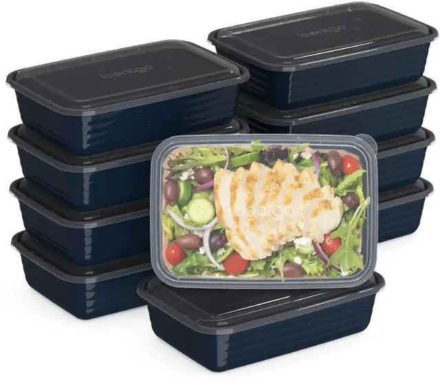 Main image of Prep - 20-Piece 1-Compartment Reusable Meal Prep Containers with Lids, PFAS & BPA Free Materials, Durable, Microwave, Freezer, & Dishwasher Safe To Go Food Storage (Navy Blue)