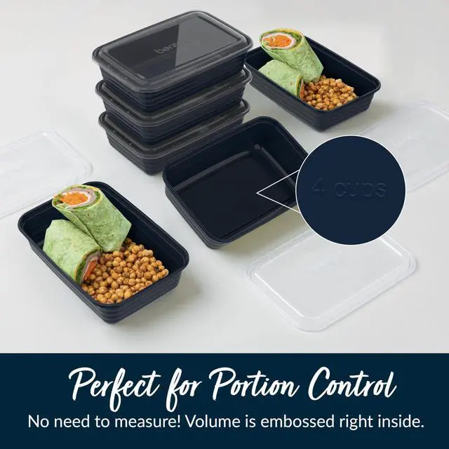 Alt view image 7 of 7 - Prep - 20-Piece 1-Compartment Reusable Meal Prep Containers with Lids, PFAS & BPA Free Materials, Durable, Microwave, Freezer, & Dishwasher Safe To Go Food Storage (Navy Blue)