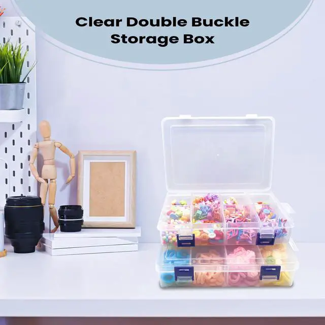 Alt view image 3 of 7 - 2 Pcs 8 Grids Clear Plastic Storage Box with Adjustable Dividers, Stackable 8 Compartments Small Organiser Box Container for Accessories Beads Jewelry Earring Tool, 7.48×5.23×1.8 Inches