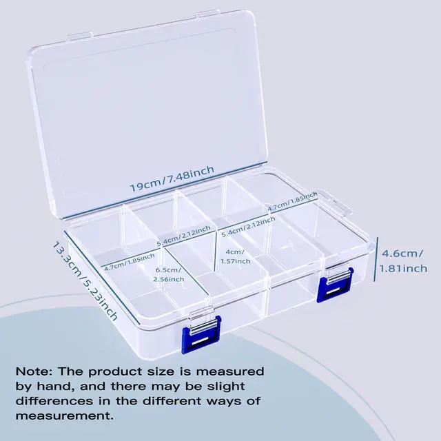 Alt view image 5 of 7 - 2 Pcs 8 Grids Clear Plastic Storage Box with Adjustable Dividers, Stackable 8 Compartments Small Organiser Box Container for Accessories Beads Jewelry Earring Tool, 7.48×5.23×1.8 Inches