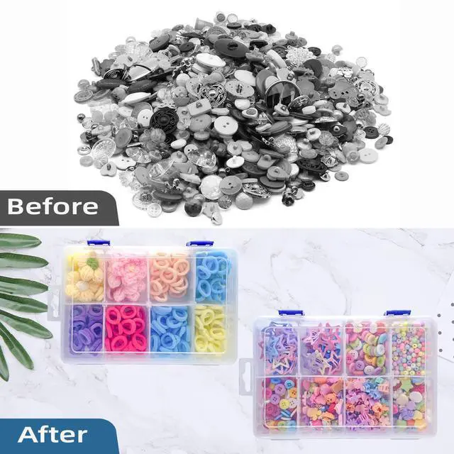 Alt view image 6 of 7 - 2 Pcs 8 Grids Clear Plastic Storage Box with Adjustable Dividers, Stackable 8 Compartments Small Organiser Box Container for Accessories Beads Jewelry Earring Tool, 7.48×5.23×1.8 Inches