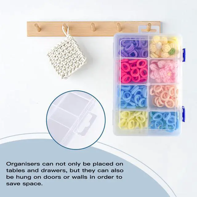 Alt view image 2 of 7 - 2 Pcs 8 Grids Clear Plastic Storage Box with Adjustable Dividers, Stackable 8 Compartments Small Organiser Box Container for Accessories Beads Jewelry Earring Tool, 7.48×5.23×1.8 Inches