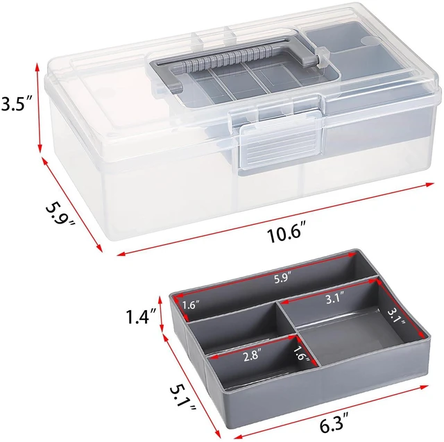 Alt view image 2 of 7 - Clear Art Craft Supply Storage Bin Sewing Box With Handle Lid