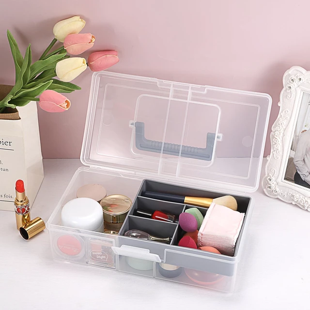 Alt view image 3 of 7 - Clear Art Craft Supply Storage Bin Sewing Box With Handle Lid