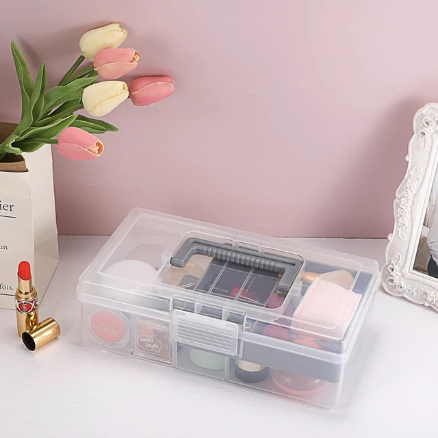 Alt view image 4 of 7 - Clear Art Craft Supply Storage Bin Sewing Box With Handle Lid