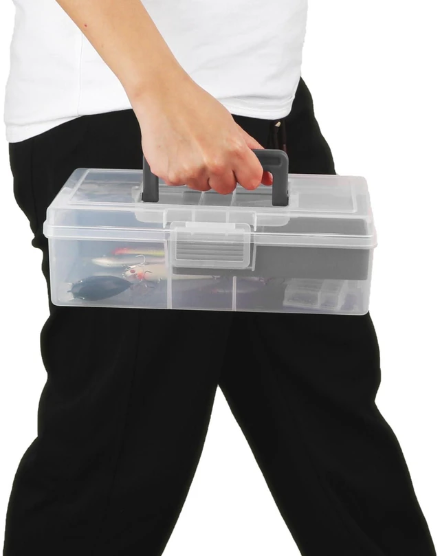 Alt view image 7 of 7 - Clear Art Craft Supply Storage Bin Sewing Box With Handle Lid