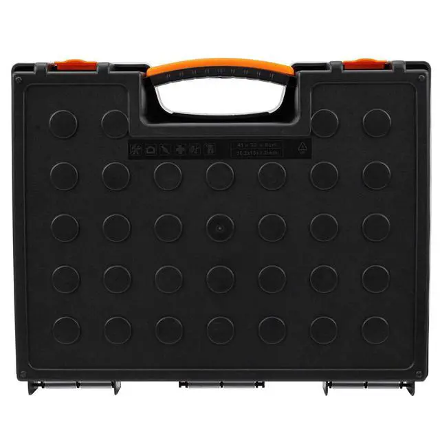 Alt view image 5 of 6 - 19-Removable Compartment Small Parts Organizer, Portable Hardware Storage Box with Customizable Compartments, Black, Orange, 16.5 x 13.2 x 2.4 inches