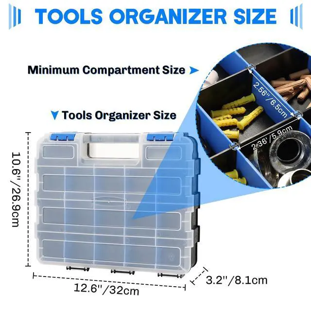 Alt view image 2 of 6 - Small Parts Organizer Storage Case Tools Box 34-Compartments