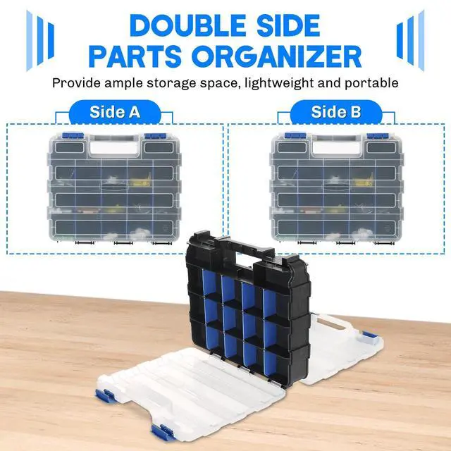 Alt view image 3 of 6 - Small Parts Organizer Storage Case Tools Box 34-Compartments