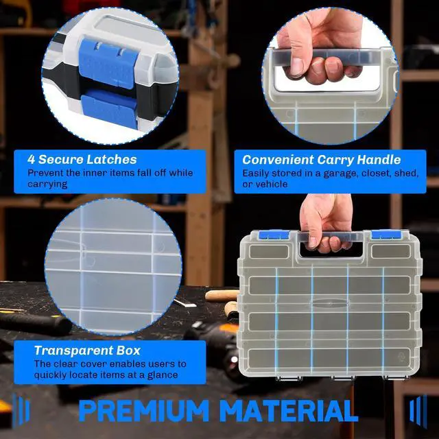 Alt view image 5 of 6 - Small Parts Organizer Storage Case Tools Box 34-Compartments