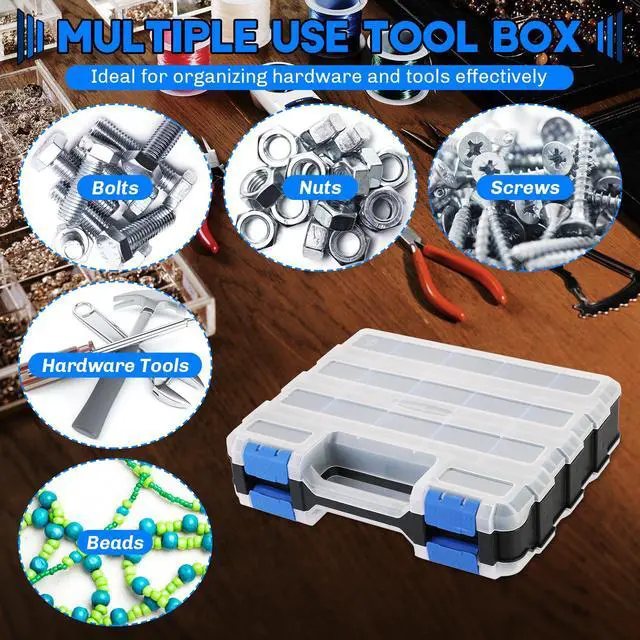 Alt view image 6 of 6 - Small Parts Organizer Storage Case Tools Box 34-Compartments