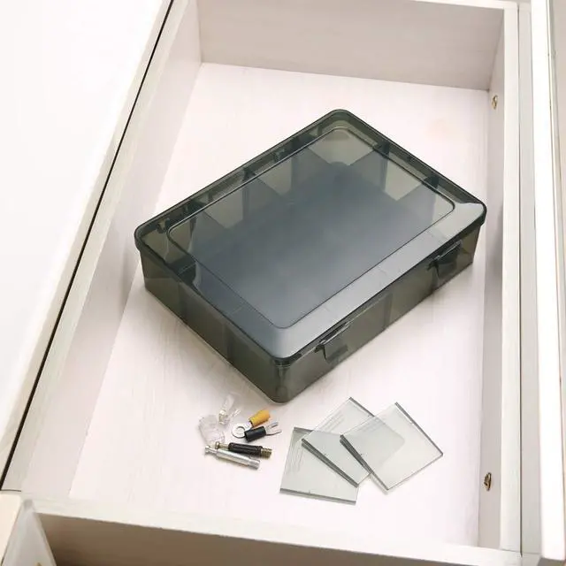 Alt view image 6 of 7 - 12 Girds Large Plastic Craft Storage Containers, Compartment Storage Container, Parts Storage Box with Adjustable Dividers for Sewing Arts, Washi Tape Batteries Electronics Parts and more