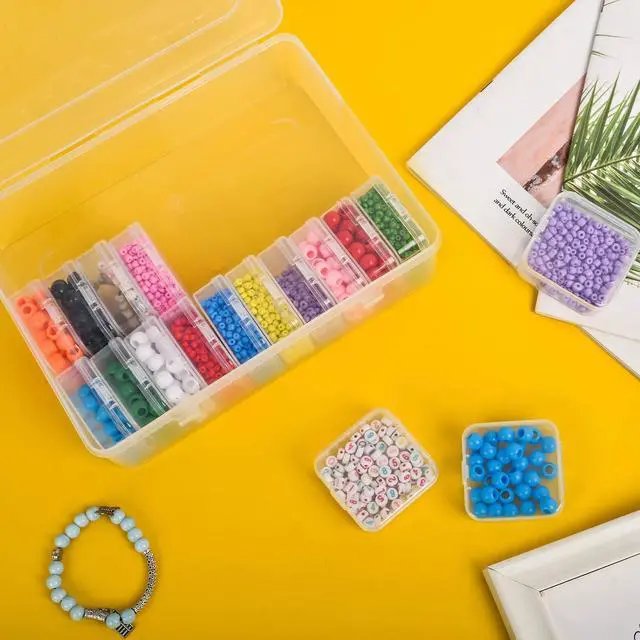 Alt view image 2 of 7 - Bead Organizer Box, 30pcs Small Clear Plastic Storage Containers, Craft Storage Box Features Hinged Lid and Labels, Mini Boxes for Bracelets, Jewelry, Diamonds, Clay Beads, Screws, Seeds, Small Parts