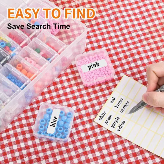 Alt view image 4 of 7 - Bead Organizer Box, 30pcs Small Clear Plastic Storage Containers, Craft Storage Box Features Hinged Lid and Labels, Mini Boxes for Bracelets, Jewelry, Diamonds, Clay Beads, Screws, Seeds, Small Parts