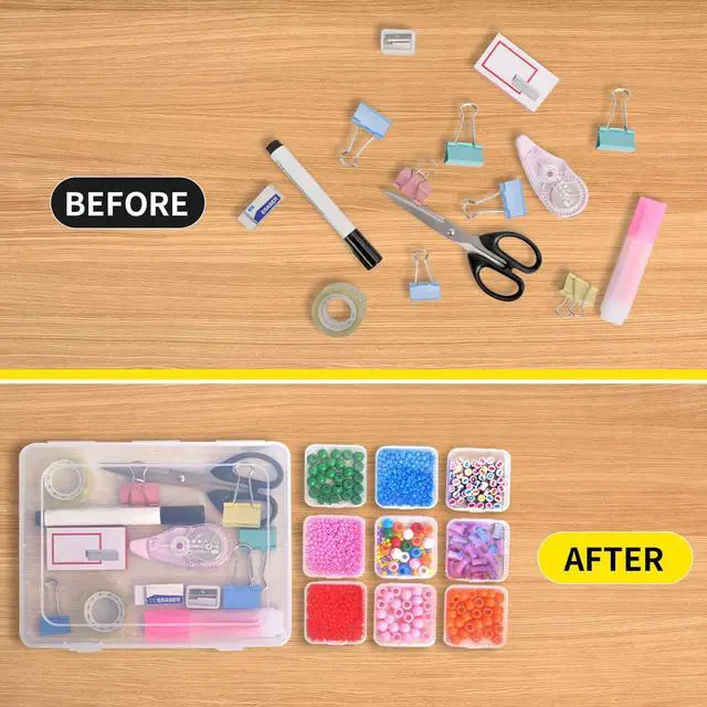 Alt view image 3 of 7 - Bead Organizer Box, 30pcs Small Clear Plastic Storage Containers, Craft Storage Box Features Hinged Lid and Labels, Mini Boxes for Bracelets, Jewelry, Diamonds, Clay Beads, Screws, Seeds, Small Parts