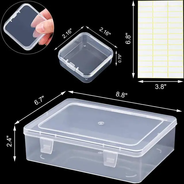 Alt view image 6 of 7 - Bead Organizer Box, 30pcs Small Clear Plastic Storage Containers, Craft Storage Box Features Hinged Lid and Labels, Mini Boxes for Bracelets, Jewelry, Diamonds, Clay Beads, Screws, Seeds, Small Parts