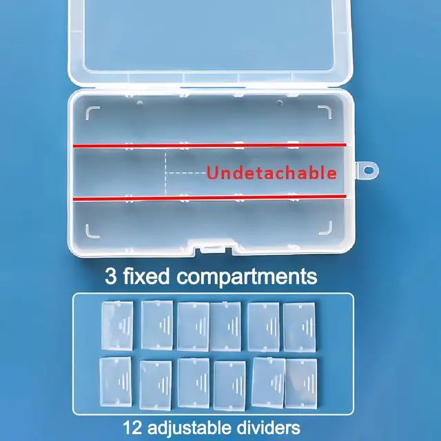 Alt view image 3 of 7 - 15 Girds Bead Organizer with Adjustable Dividers(4 Pack)Tackle Box Organizer and Small Plastic Organizer Box for Jewelry, Beads, Earrings, Crafts, Screws and Fishing Tackles Small Items
