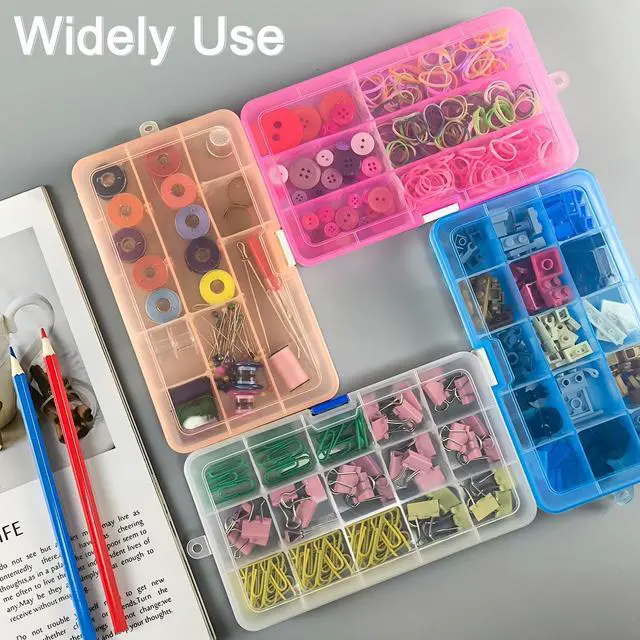 Alt view image 4 of 7 - 15 Girds Bead Organizer with Adjustable Dividers(4 Pack)Tackle Box Organizer and Small Plastic Organizer Box for Jewelry, Beads, Earrings, Crafts, Screws and Fishing Tackles Small Items