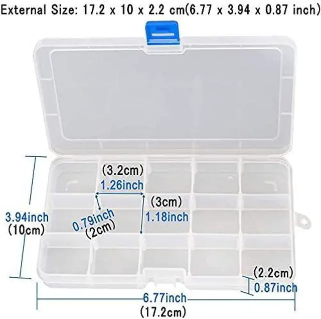 Alt view image 7 of 7 - 15 Girds Bead Organizer with Adjustable Dividers(4 Pack)Tackle Box Organizer and Small Plastic Organizer Box for Jewelry, Beads, Earrings, Crafts, Screws and Fishing Tackles Small Items
