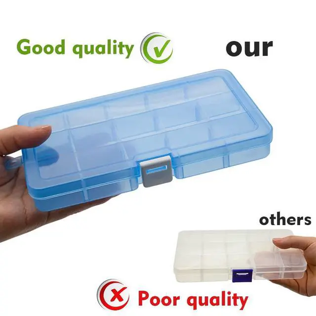Alt view image 6 of 7 - 15 Girds Bead Organizer with Adjustable Dividers(4 Pack)Tackle Box Organizer and Small Plastic Organizer Box for Jewelry, Beads, Earrings, Crafts, Screws and Fishing Tackles Small Items
